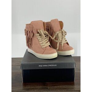 Vices Pink Fringe Hidden Wedge Sneakers Size 4.5 /35 EU